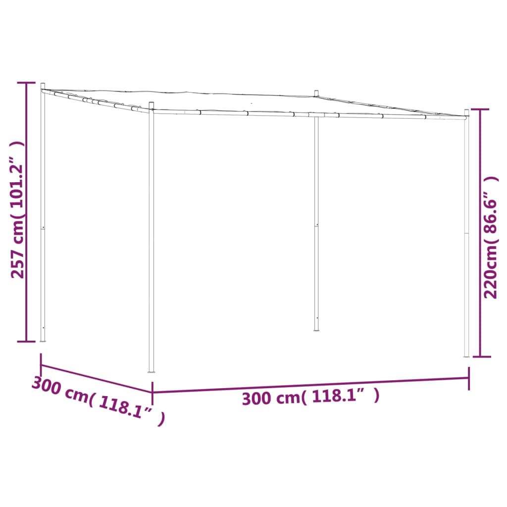 vidaXL Κιόσκι Λευκό 3x3 μ. 180 γρ/μ² από Ύφασμα και Ατσάλι