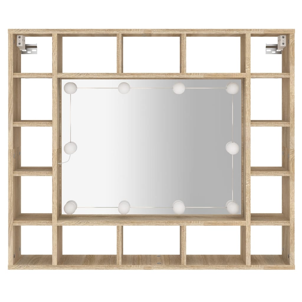 vidaXL Έπιπλο Καθρέπτη με LED Sonoma Δρυς 91 x 15 x 76,5 εκ.