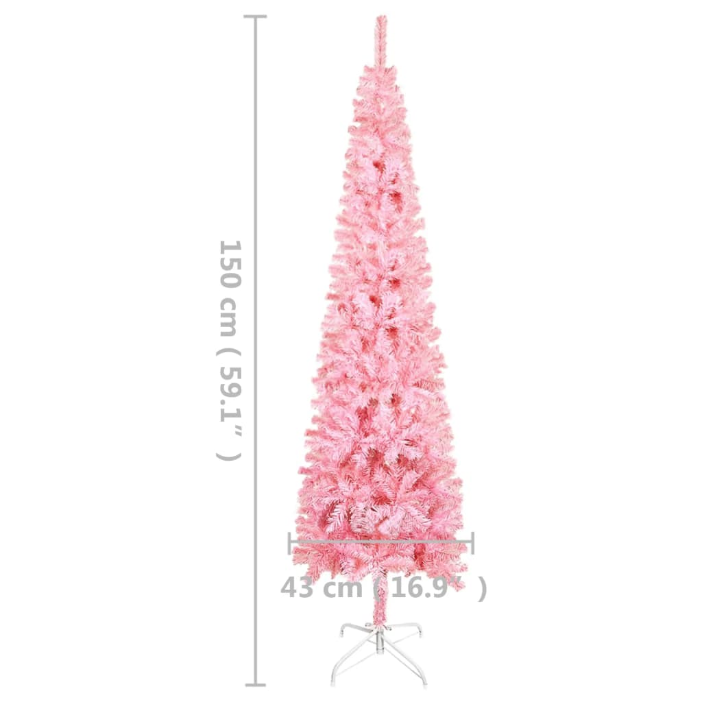 vidaXL Χριστουγεν Δέντρο Προφωτισμένο Slim Ροζ 150εκ