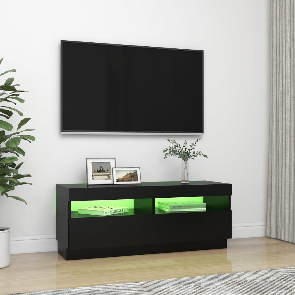 vidaXL Έπιπλο Τηλεόρασης με Φωτισμό LED Μαύρο 100 x 35 x 40 εκ.