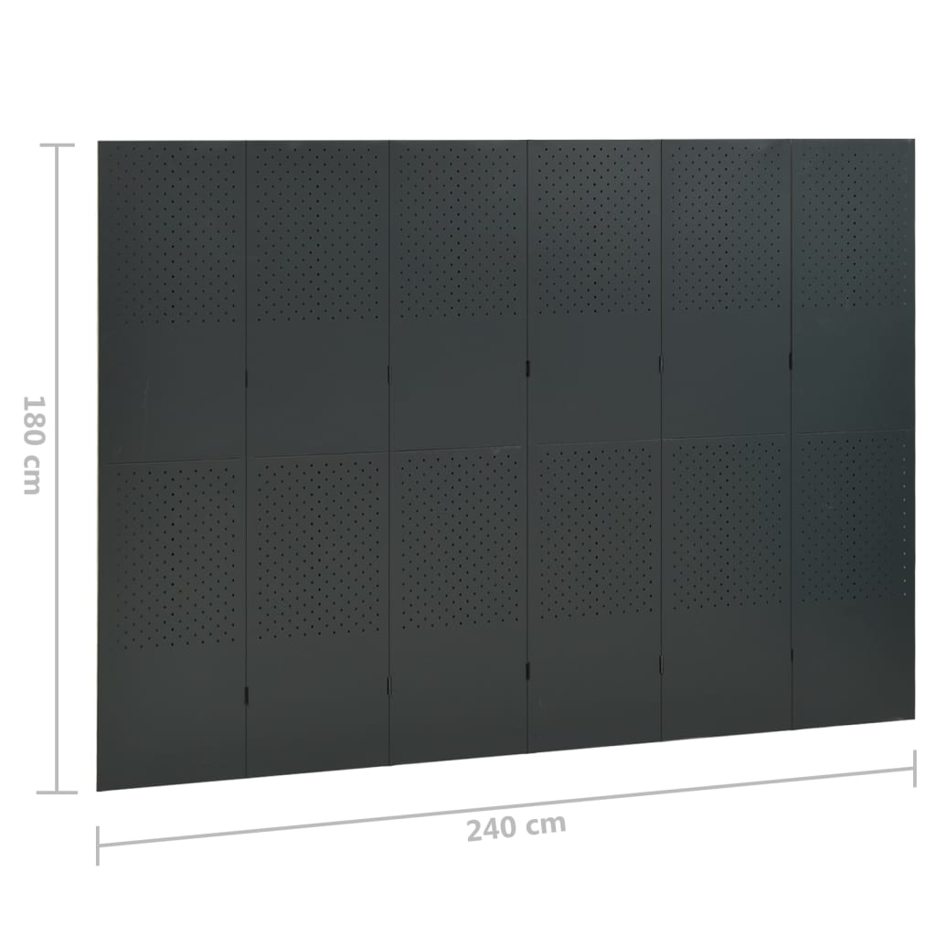 vidaXL Διαχωριστικό Δωματίου με 6 Πάνελ Ανθρακί 240 x 180 εκ. Ατσάλι