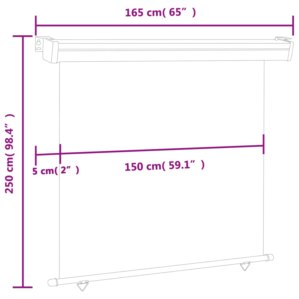 vidaXL Σκίαστρο Βεράντας Πλαϊνό Γκρι 160 x 250 εκ.