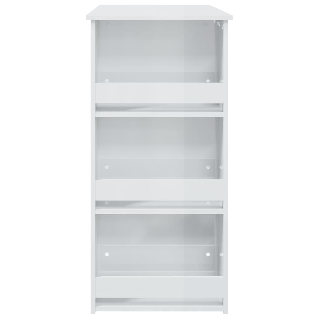 vidaXL Τραπέζι Μπαρ με Ράφια Γυαλ. Λευκό 102x50x103,5 εκ. Μοριοσανίδα
