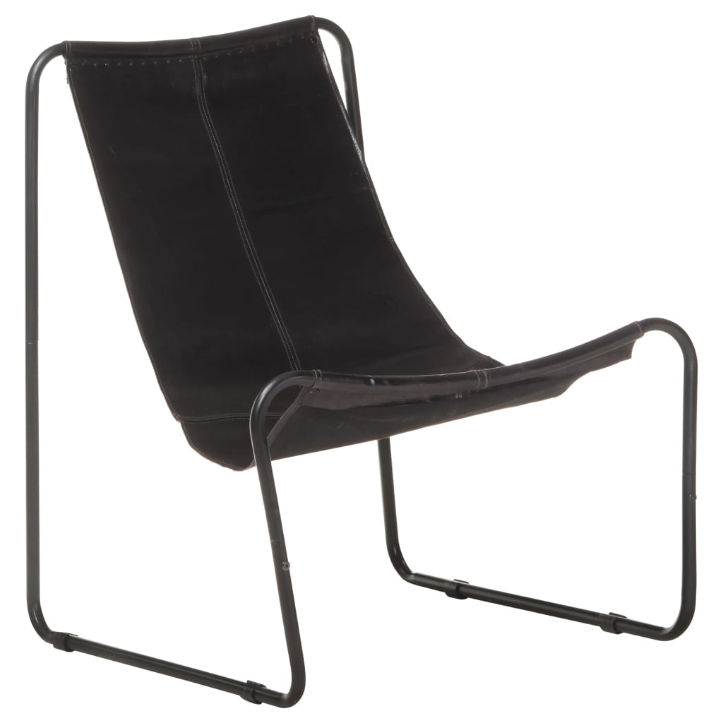 vidaXL Καρέκλα Relax Μαύρη από Γνήσιο Δέρμα