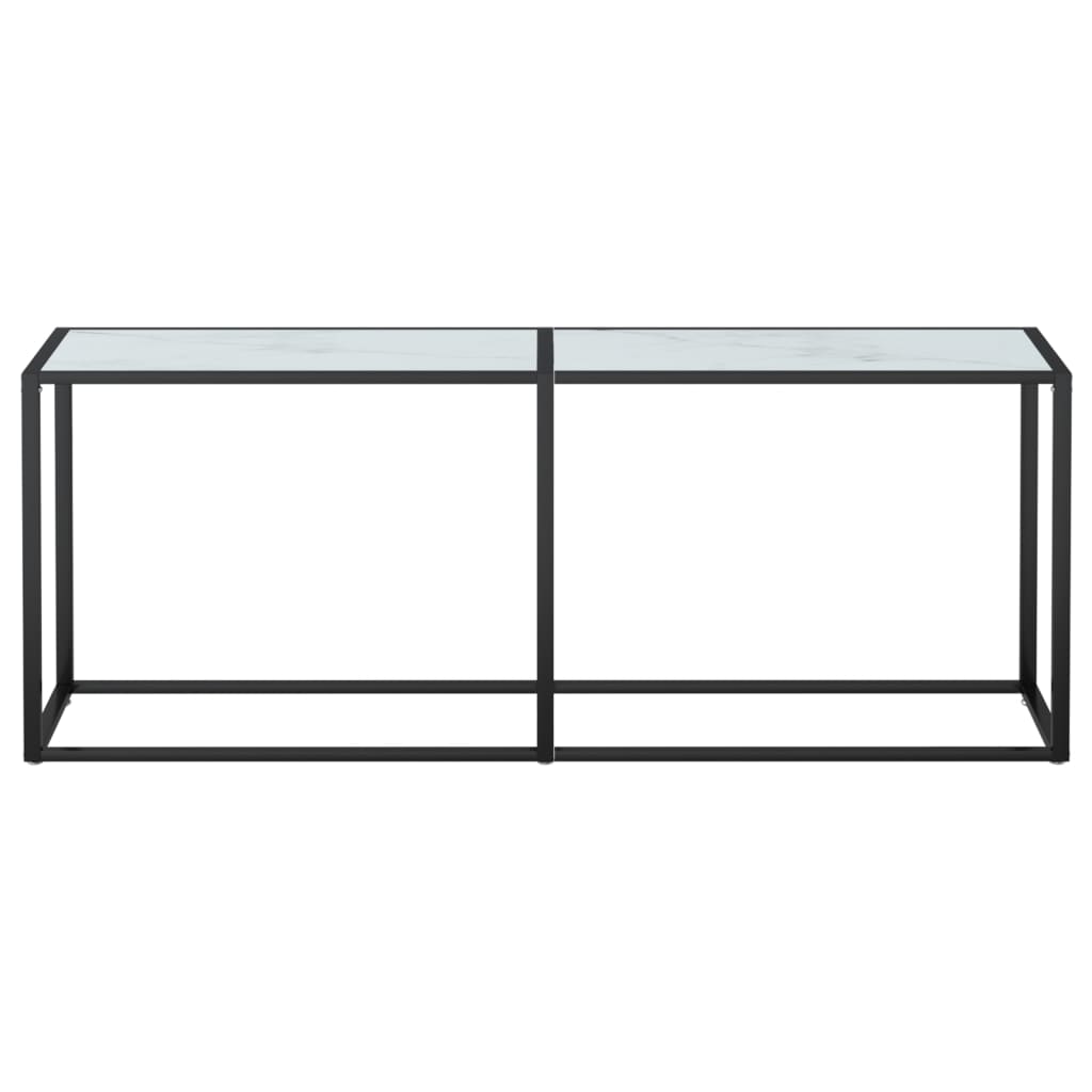 vidaXL Τραπέζι Κονσόλα Λευκό Όψη Μαρμάρου 200x35x75,5 εκ. Ψημένο Γυαλί