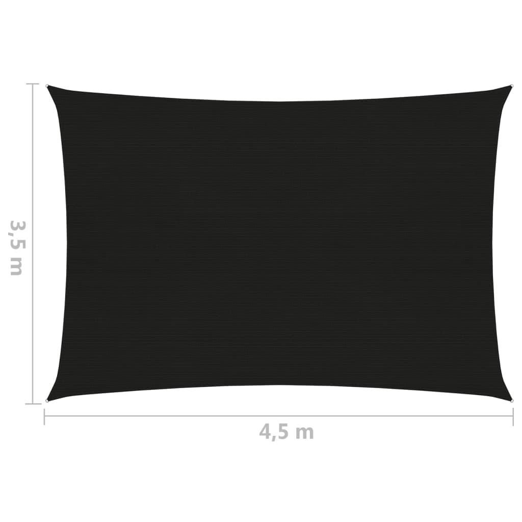 vidaXL Πανί Σκίασης Μαύρο 3,5 x 4,5 μ. από HDPE 160 γρ./μ²