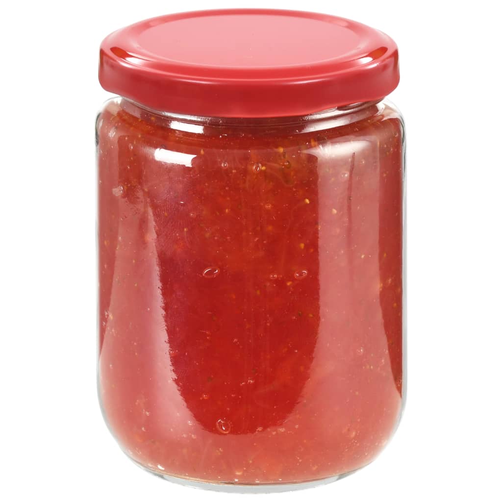 vidaXL Βάζα Μαρμελάδας 48 τεμ. 230 ml Γυάλινα με Κόκκινα Καπάκια