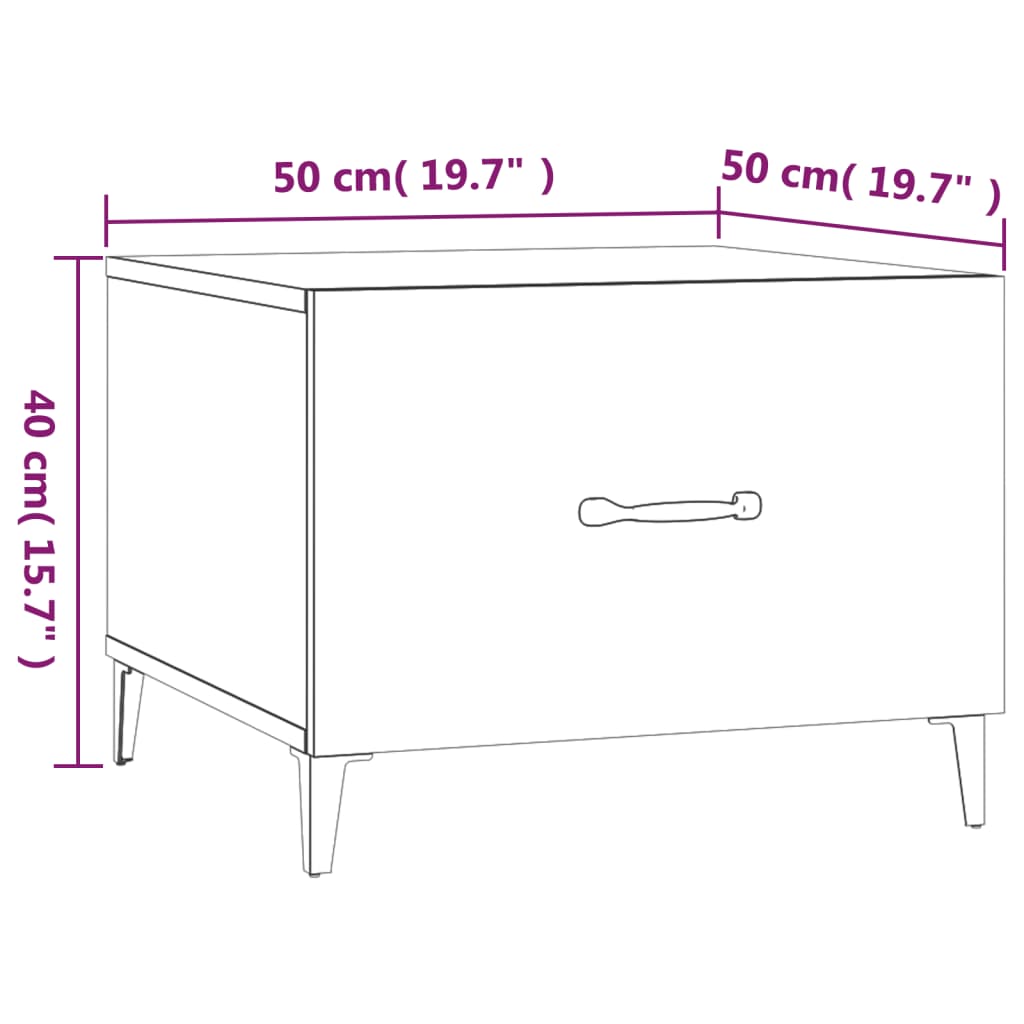 vidaXL Τραπέζια Σαλονιού με Μεταλλικά Πόδια. Λευκά 50x50x40 εκ.