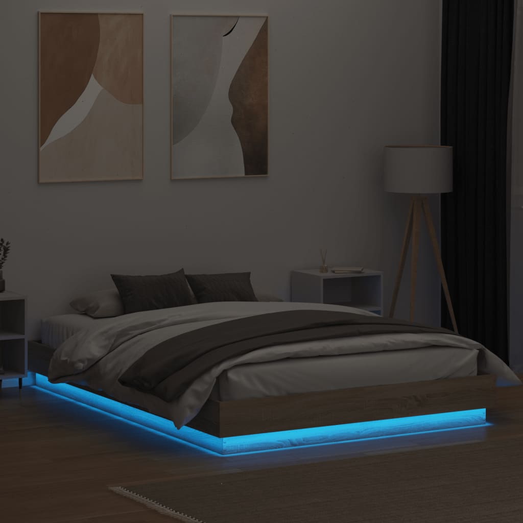 vidaXL Πλαίσιο Κρεβατιού με LED Sonoma Δρυς 160x200 εκ.