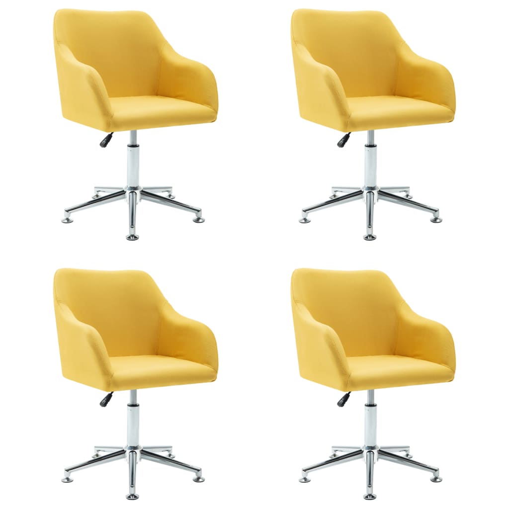 vidaXL Καρέκλες Τραπεζαρίας Περιστρεφόμενες 4 τεμ Κίτρινες Υφασμάτινες