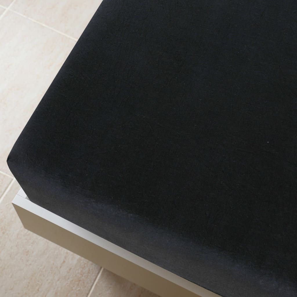 vidaXL Σεντόνι με Λάστιχο Μαύρο 140x200 εκ. Βαμβακερό Ζέρσεϊ