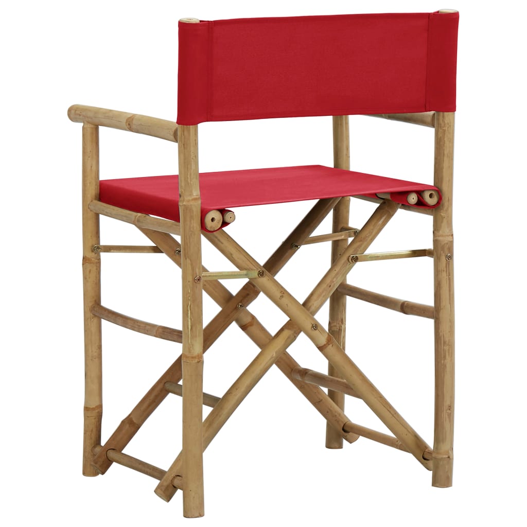 vidaXL Καρέκλες Σκηνοθέτη Πτυσσόμενες 2 τεμ. Κόκκινες Μπαμπού / Ύφασμα