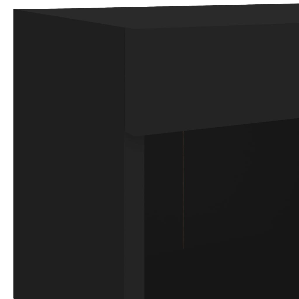 vidaXL Κομοδίνο Επιτοίχιο με Φώτα LED Μαύρο
