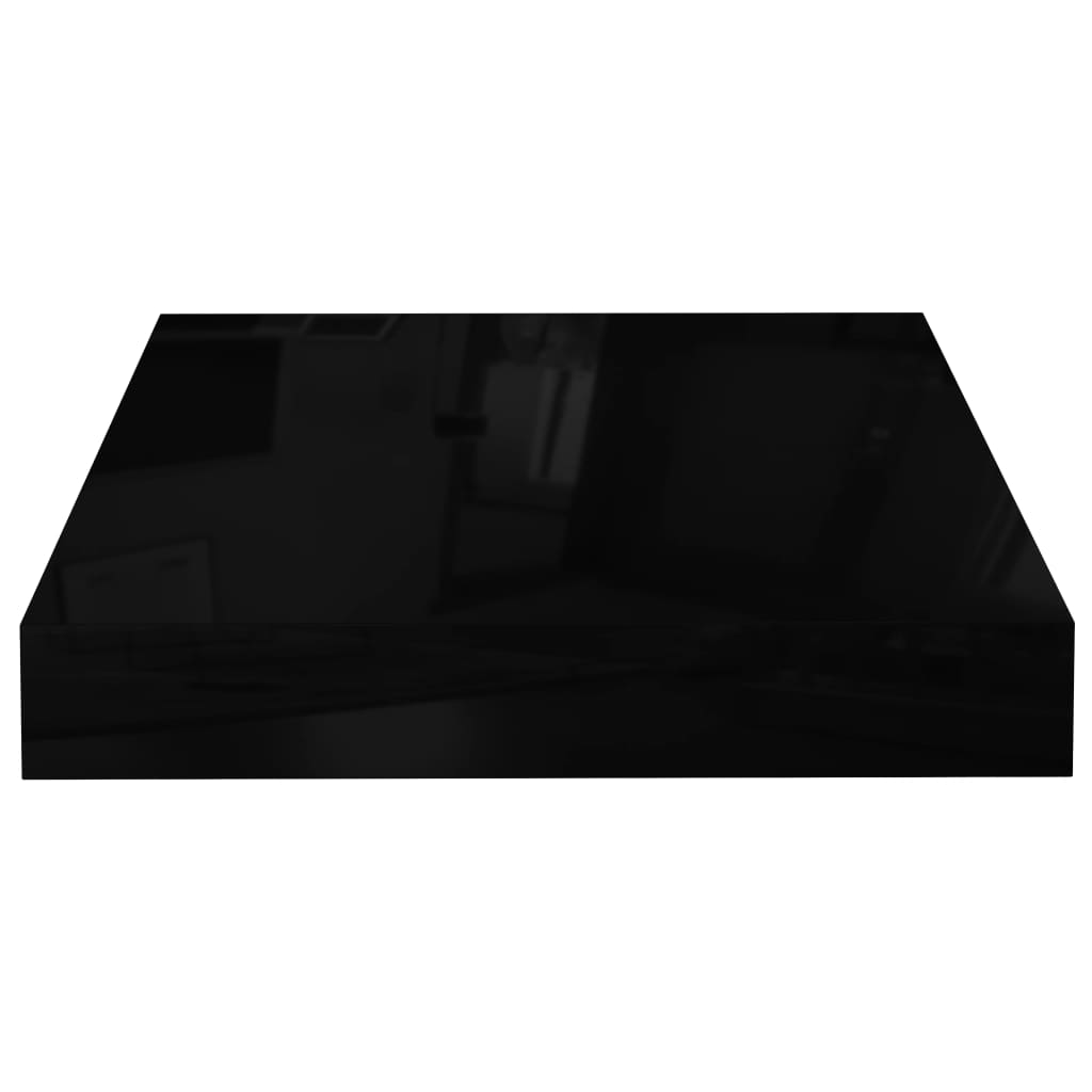vidaXL Ράφια Τοίχου Γυαλιστερά Μαύρα 4 Τεμάχια 23x23,5x3,8 εκ. MDF
