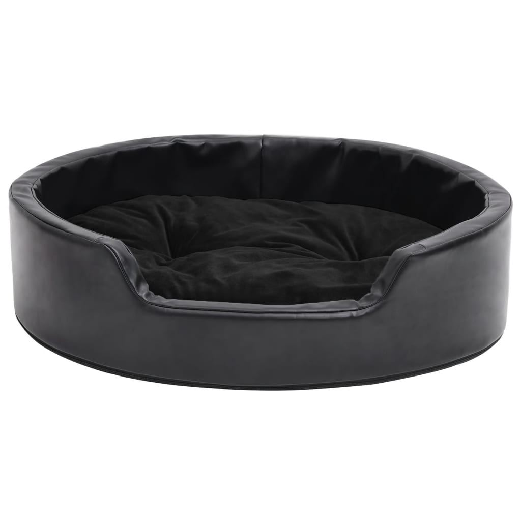 vidaXL Κρεβάτι Σκύλου Μαύρο 69 x 59 x 19 εκ. Βελουτέ/Συνθετικό Δέρμα