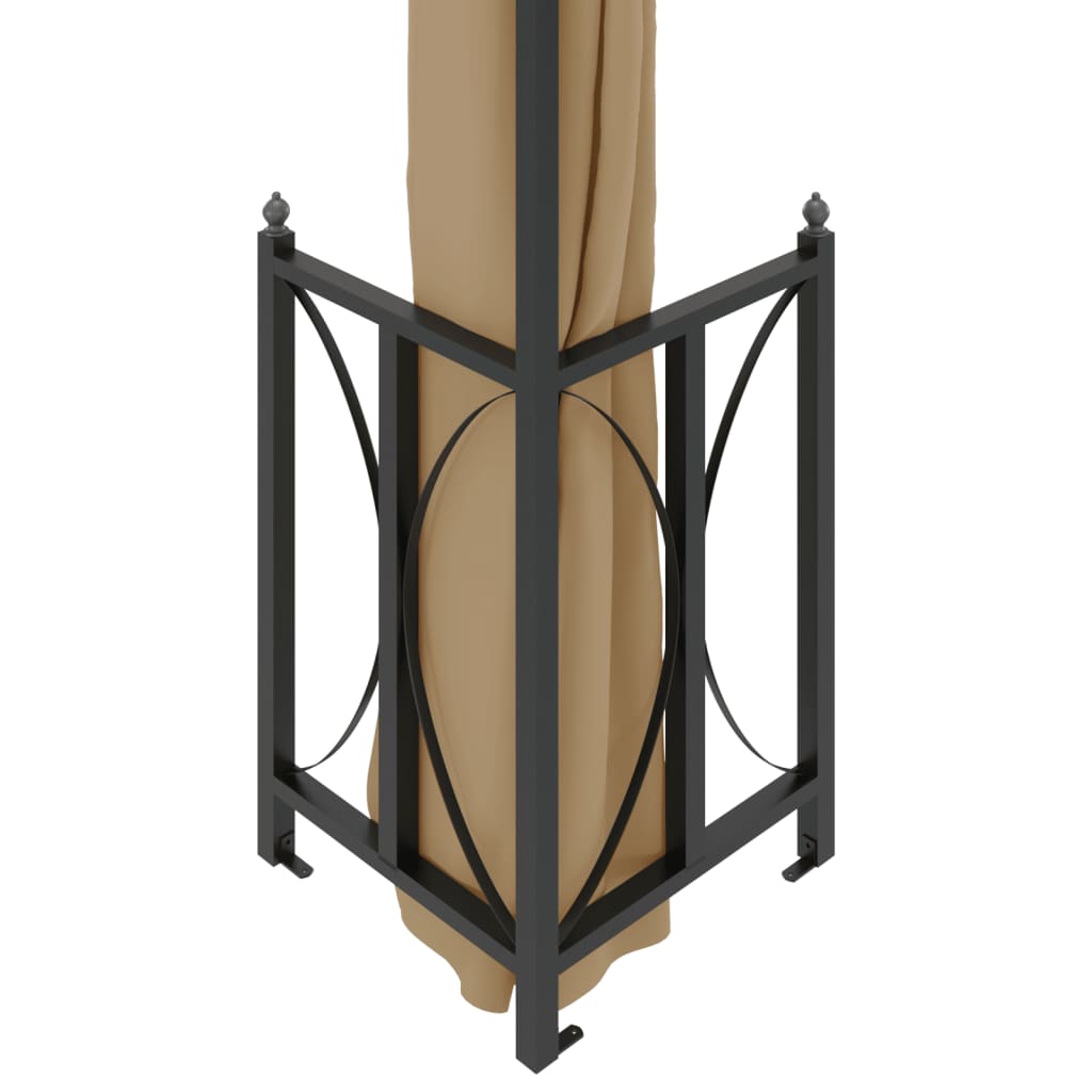 vidaXL Κιόσκι με Πλευρικά Τοιχώματα και Διπλή Οροφή Taupe 3 x 3 μ.