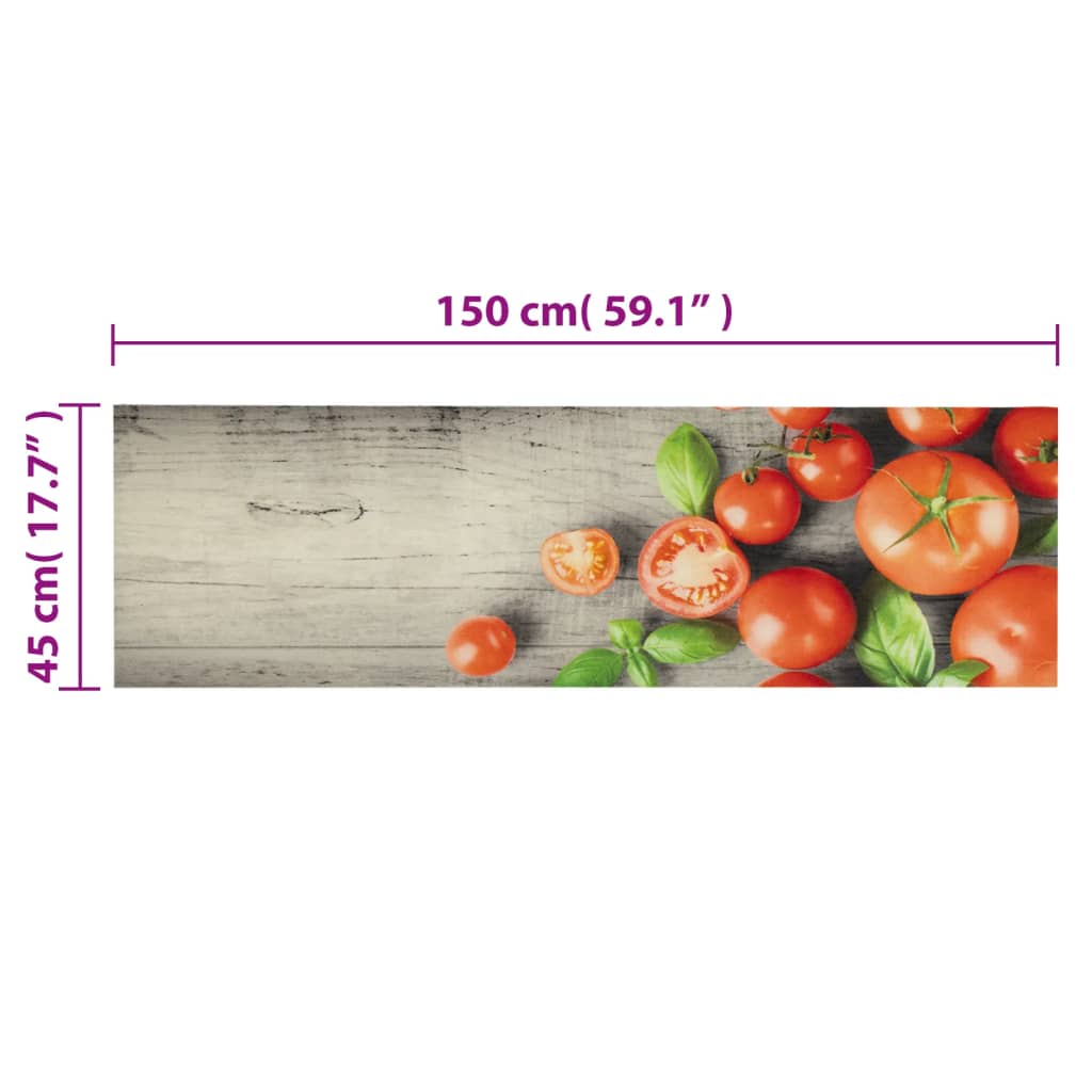 vidaXL Χαλί Κουζίνας Πλενόμενο Σχέδιο Tomatoes 45 x 150 εκ. Βελούδινο