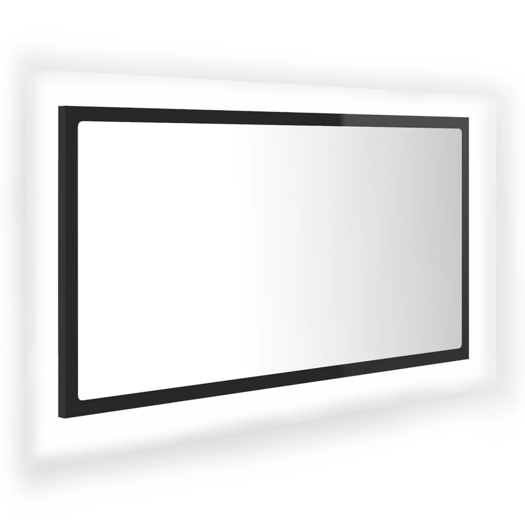 vidaXL Καθρέφτης Μπάνιου με LED Γυαλ. Μαύρο 80x8,5x37 εκ. Ακρυλικός