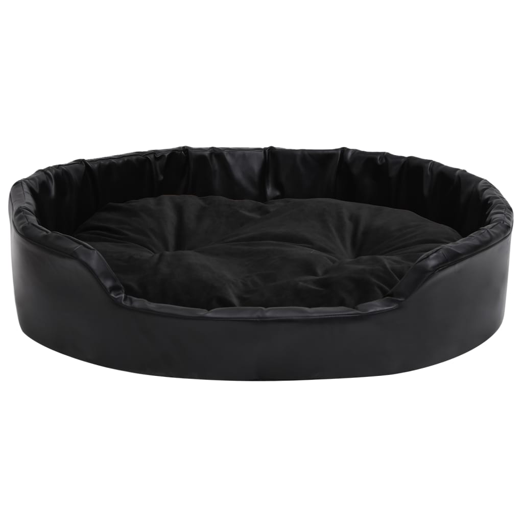 vidaXL Κρεβάτι Σκύλου Μαύρο 90 x 79 x 20 εκ. Βελουτέ/Συνθετικό Δέρμα
