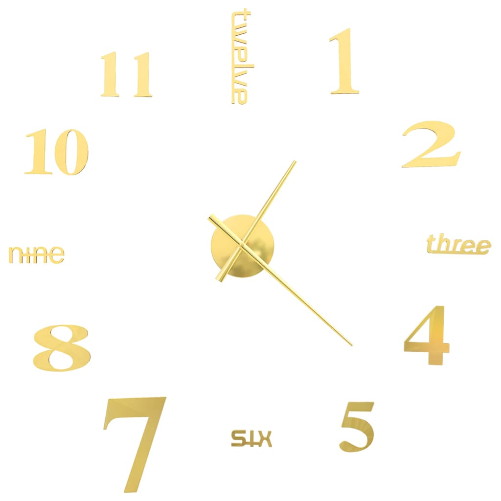 vidaXL Ρολόι Τοίχου Τρισδιάστατο Μοντέρνο Χρυσό 100 εκ. XXL