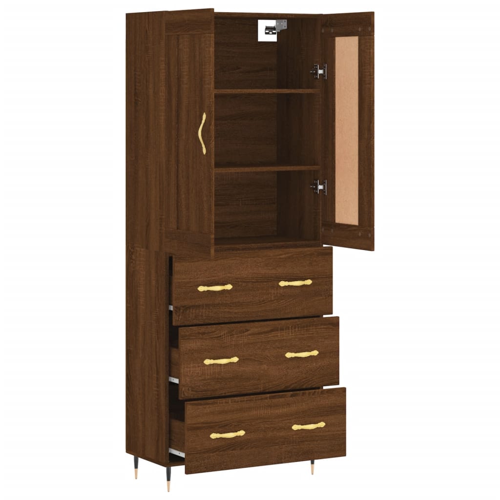 vidaXL Ντουλάπι Καφέ Δρυς 69,5 x 34 x 180 εκ. από Επεξεργασμένο Ξύλο