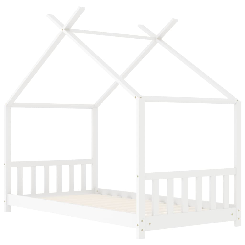 vidaXL Πλαίσιο Κρεβατιού Παιδικό Λευκό 70 x 140 εκ. Μασίφ Ξύλο Πεύκου