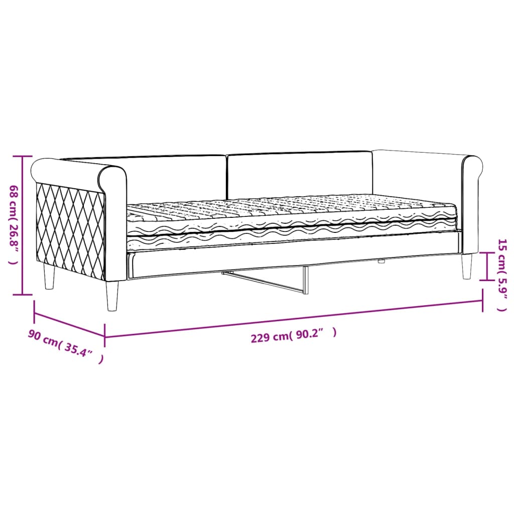 vidaXL Καναπές Κρεβάτι με Στρώμα Ανοιχτό Γκρι 80 x 200 εκ. Βελούδινος