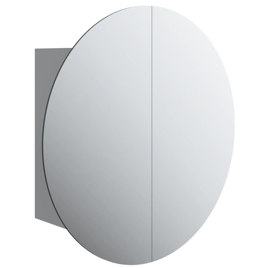 vidaXL Ντουλάπι Μπάνιου με Στρογγυλό Καθρέφτη/LED Γκρι 47x47x17,5 εκ.