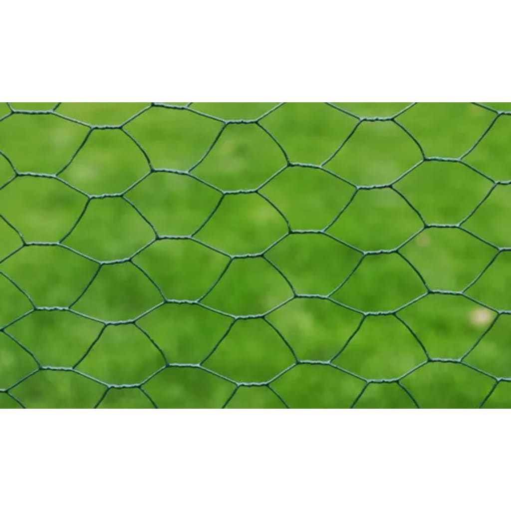 vidaXL Συρματόπλεγμα Εξάγωνο Σκούρο Πράσινο 1x25 μ. Γαλβαν. Χάλυβας