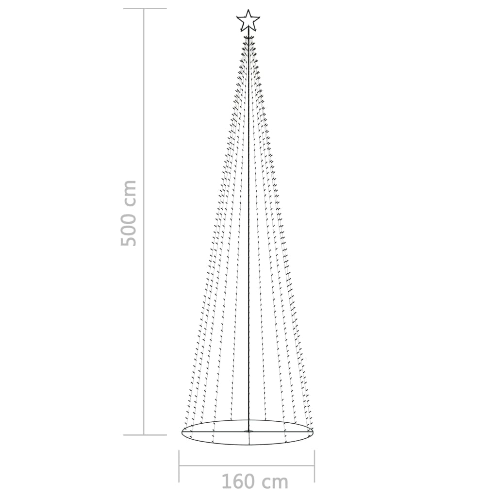 vidaXL Χριστουγεννιάτικο Δέντρο Κώνος 752 LED Θερμό Λευκό 160x500 εκ.
