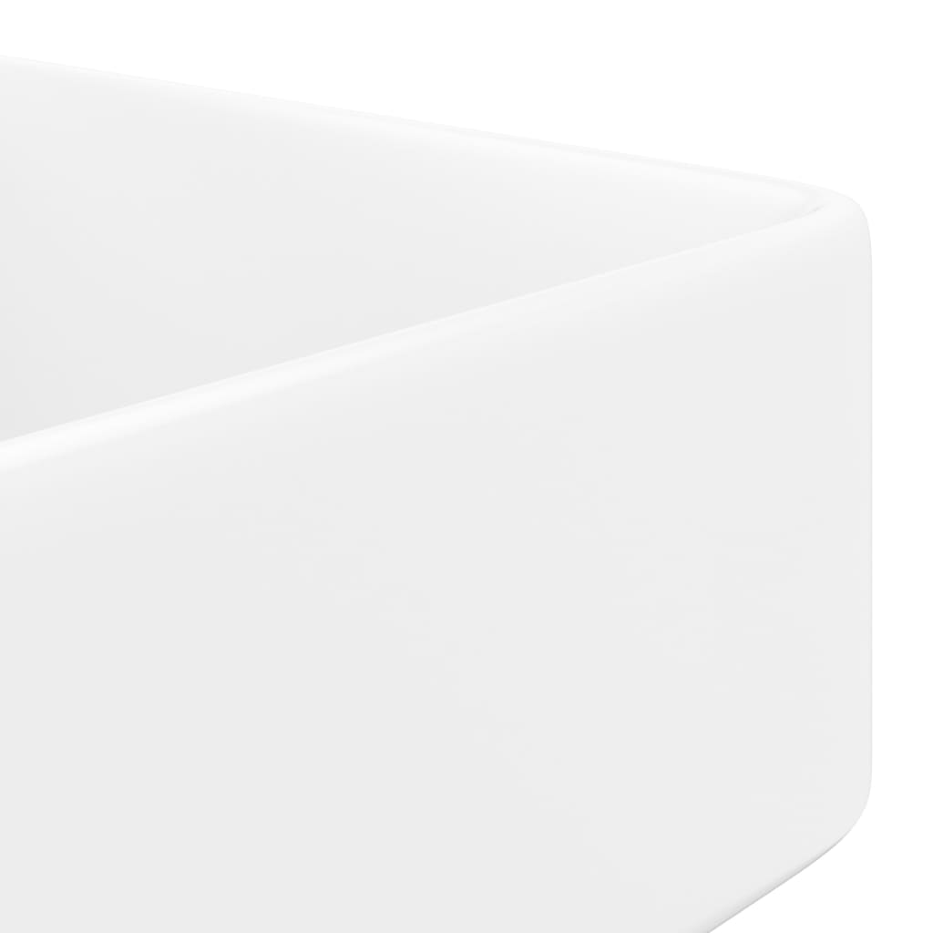 Νιπτήρας Μπάνιου Τετράγωνος με Οπή Βρύσης Λευκός Κεραμικός