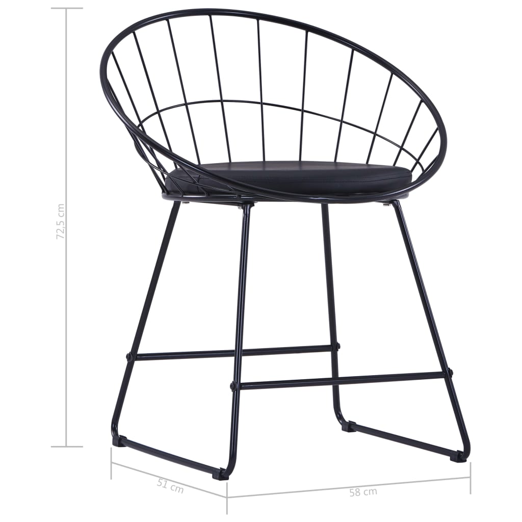 vidaXL Καρέκλες Τραπεζαρίας 2 τεμ. Μαύρες Ατσάλι/Κάθισμα Δερματίνης