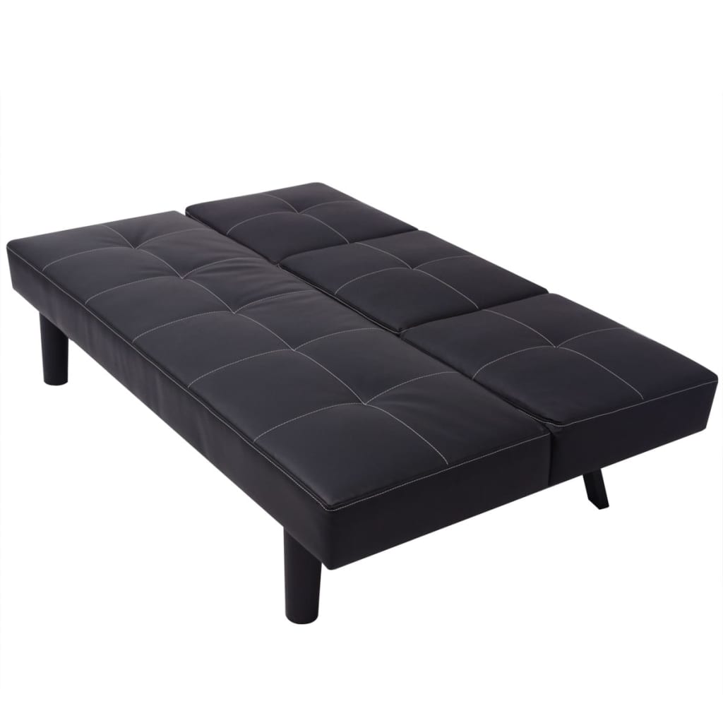 vidaXL Καναπές-Κρεβάτι με Πτυσσόμενο Τραπέζι Μαύρος Συνθετικό Δέρμα