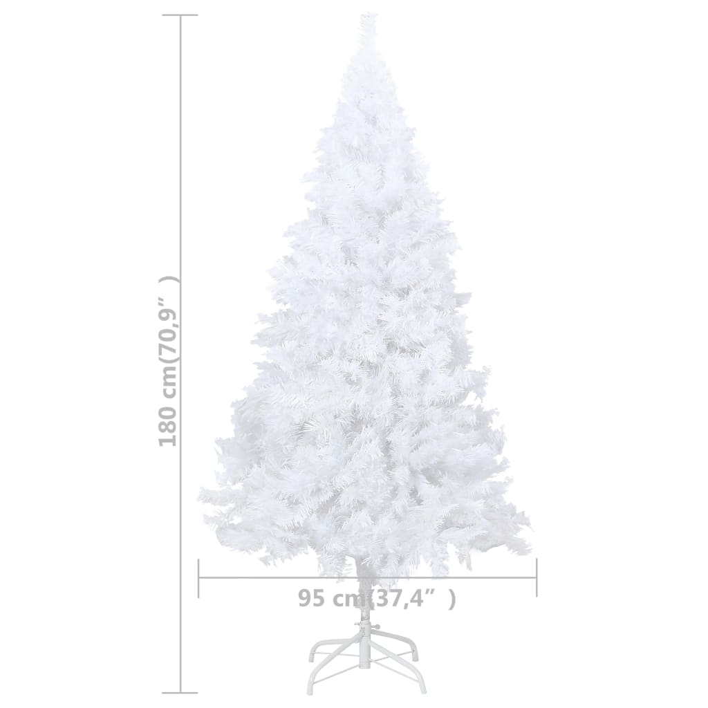 vidaXL Χριστουγεν. Δέντρο Προφωτισμένο Τεχνητό Μπάλες Λευκό 180εκ PVC