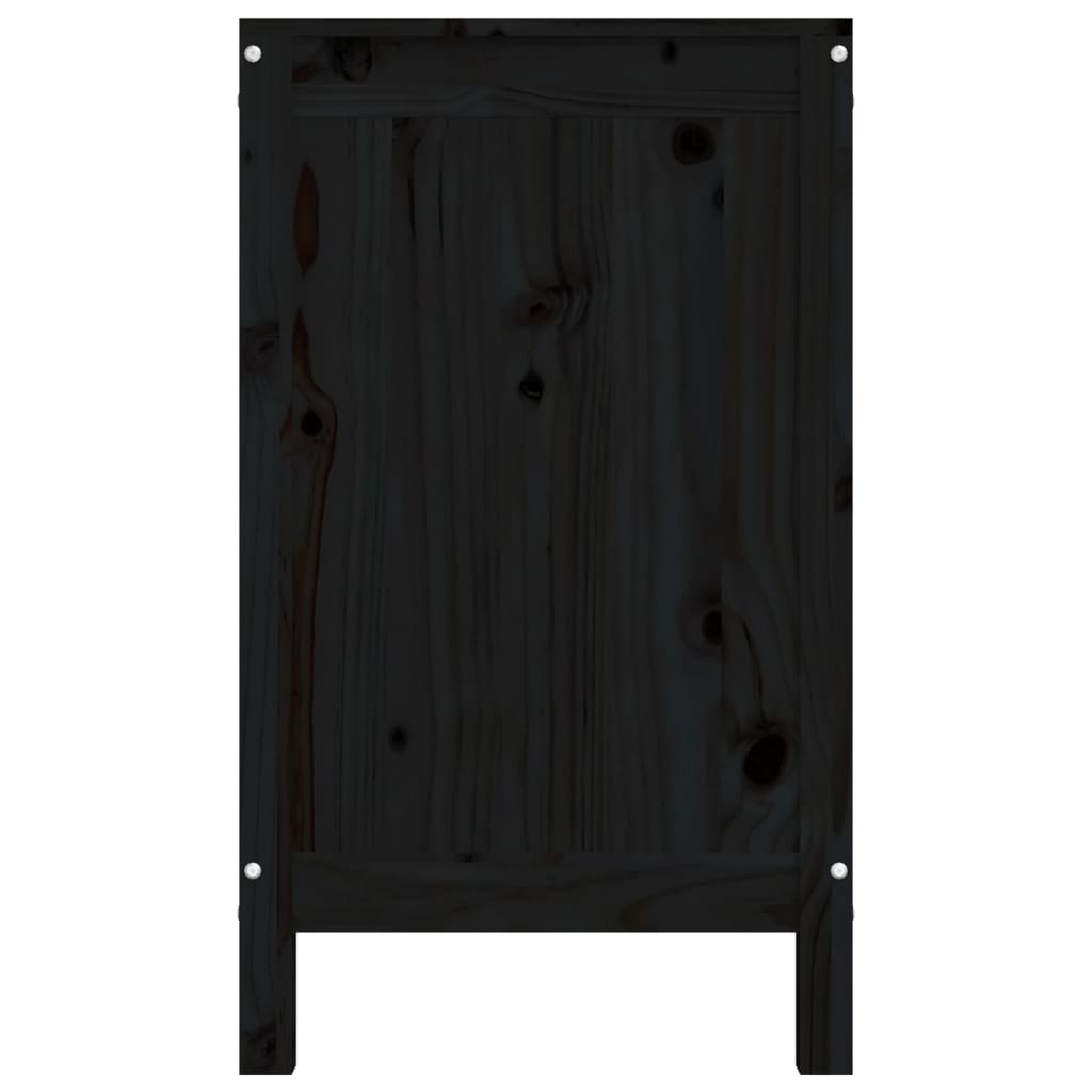 vidaXL Καλάθι Ρούχων Μαύρο 88,5x44x76 εκ από Μασίφ Ξύλο Πεύκου