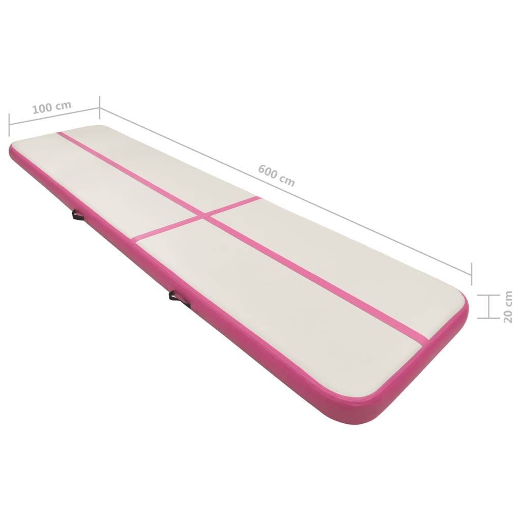vidaXL Στρώμα Ενόργανης Φουσκωτό Ροζ 600 x 100 x 20 εκ. PVC με Τρόμπα