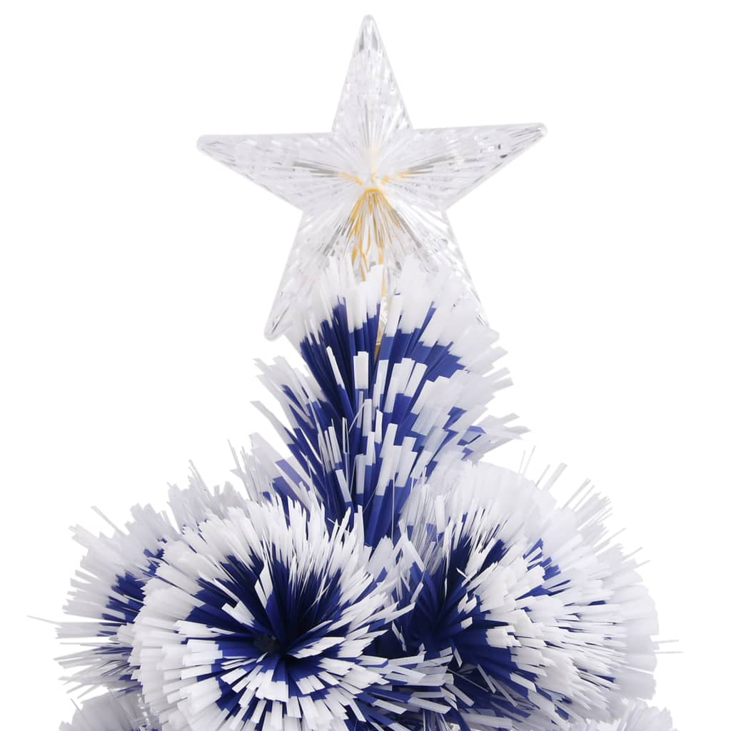vidaXL Χριστ Δέντρο Τεχνητό Προφωτισμένο Οπτικές Ίνες Λευκό/Μπλε 180εκ