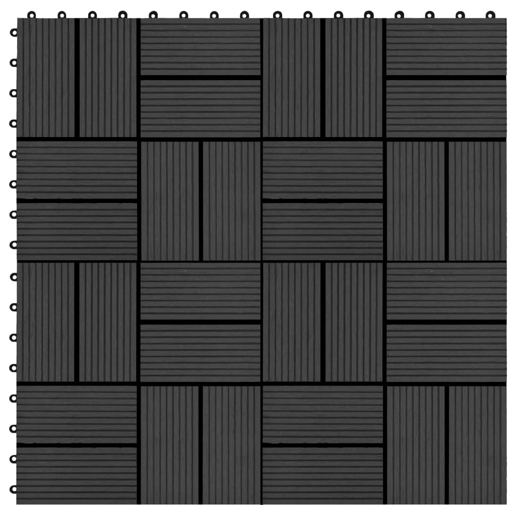 vidaXL Πλακάκια Deck 22 τεμ. Μαύρα 30 x 30 εκ. 2 μ² από WPC