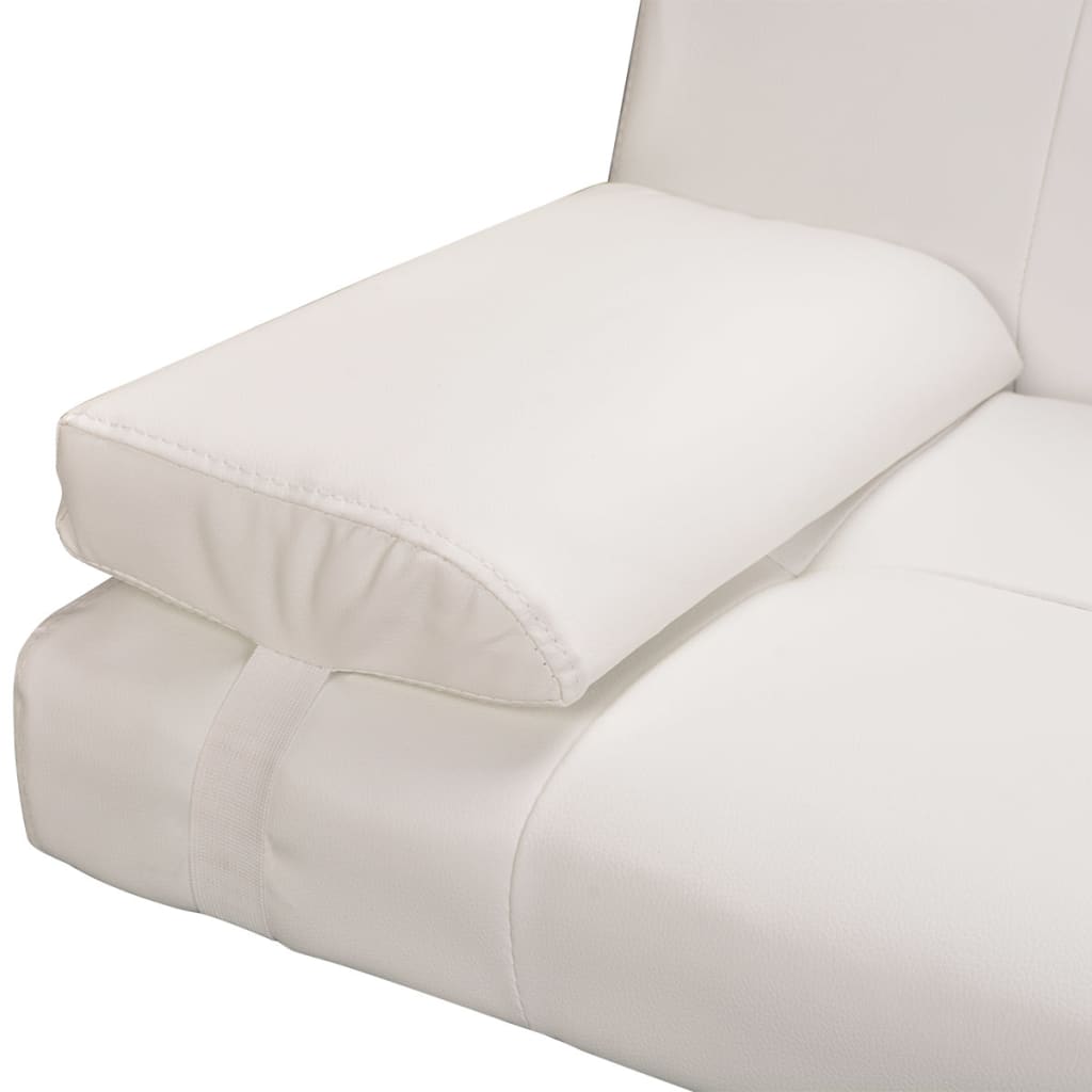 vidaXL Καναπές-Κρεβάτι 2 Μαξιλάρια Ρυθμιζόμενος Κρεμ Συνθετικό Δέρμα