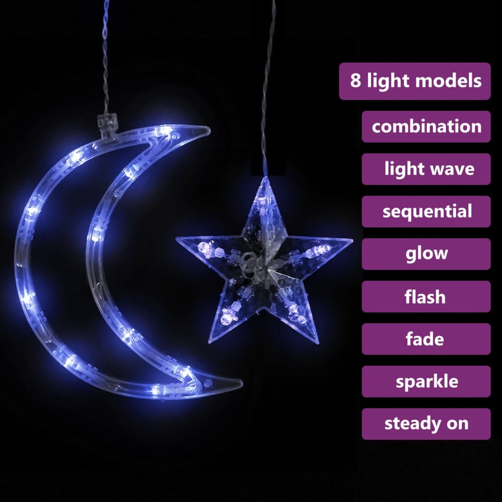 vidaXL Λαμπάκια σε Σχήμα Αστέρι & Φεγγάρι Μπλε Χειριστ. 138 LED