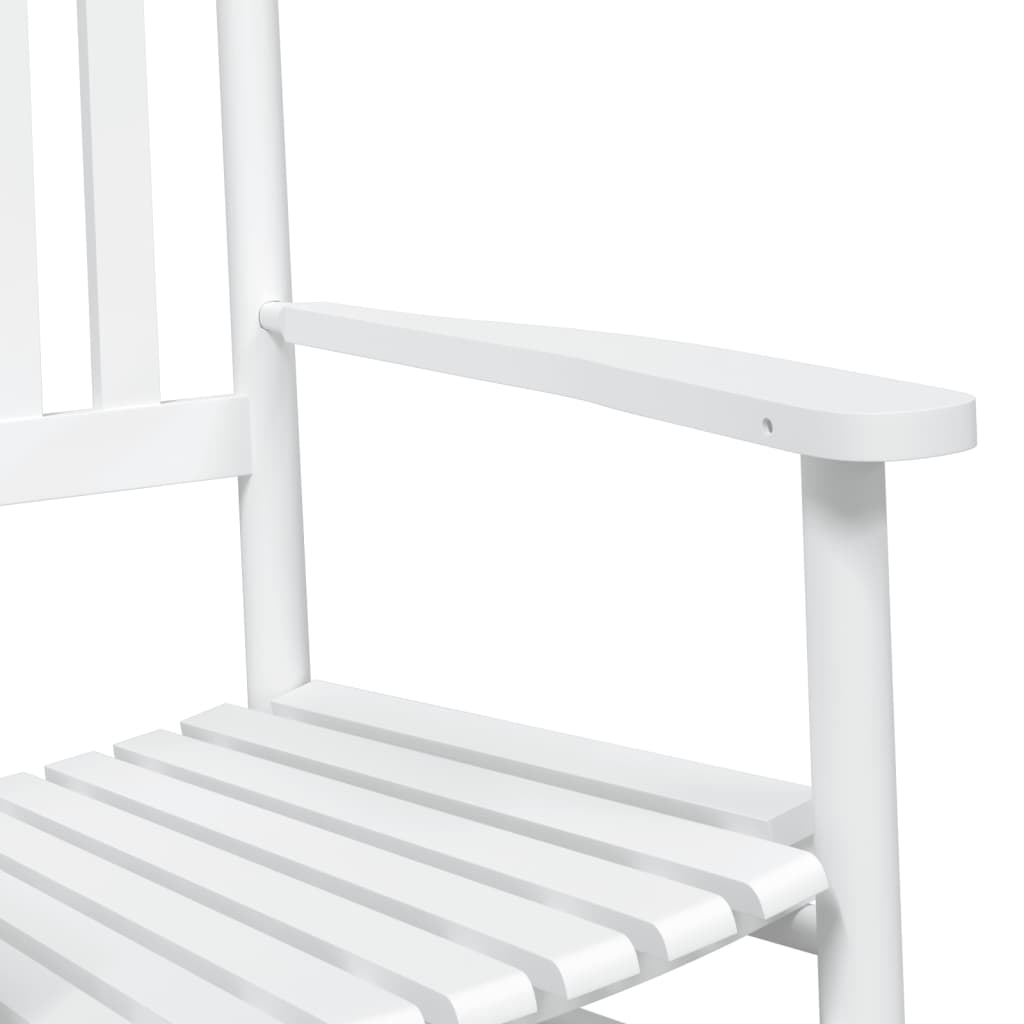 vidaXL Πολυθρόνες Κουνιστές Καμπυλωτά Καθίσματα 2Τεμ. Λευκό Μασίφ Ξύλο