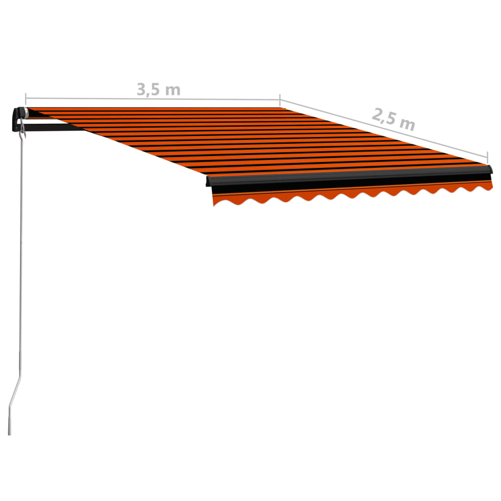 vidaXL Τέντα Συρόμενη Χειροκίνητη Πορτοκαλί / Καφέ 350 x 250 εκ.