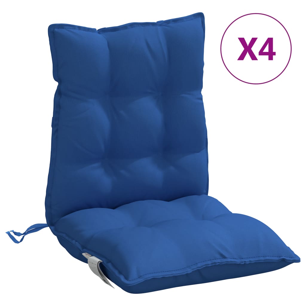 vidaXL Μαξιλάρια Καρέκλας Χαμηλή Πλάτη 4 τεμ. Μπλε Ρουά Ύφασμα Oxford