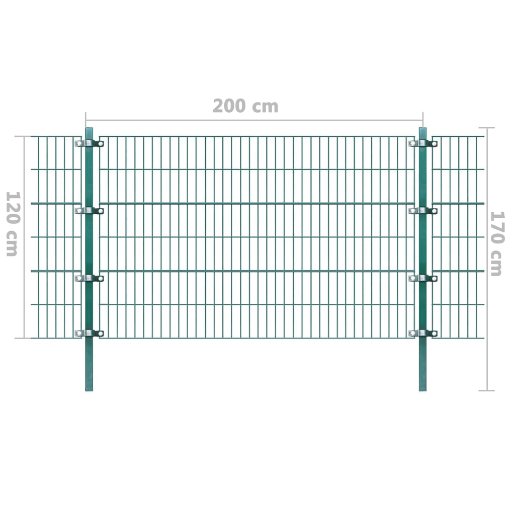 vidaXL Πάνελ Περίφραξης Πράσινο 6x1,2 μ. Σίδηρος Ηλεκτρ. Βαφή + Στύλοι