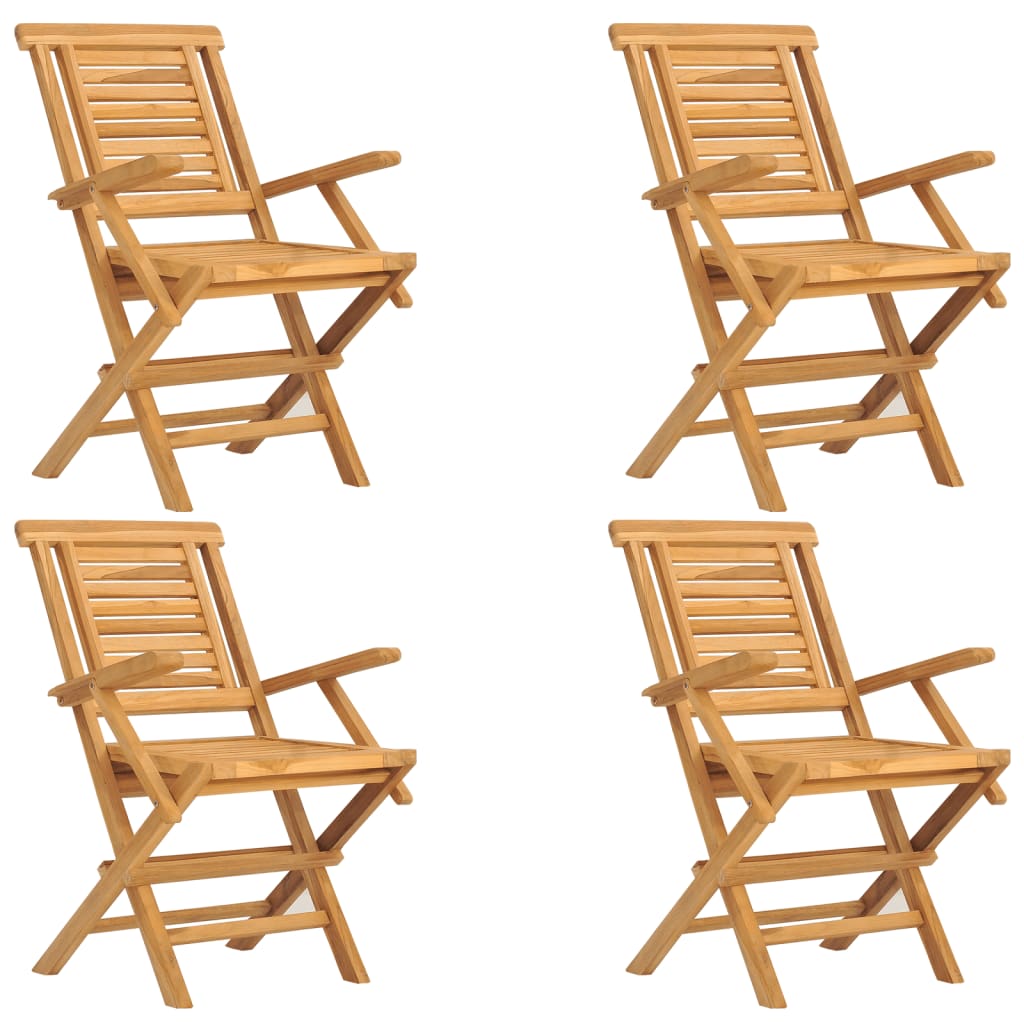 vidaXL Καρέκλες Κήπου Πτυσσόμενες 4 τεμ. 56x63x90 εκ. Μασίφ Ξύλο Teak
