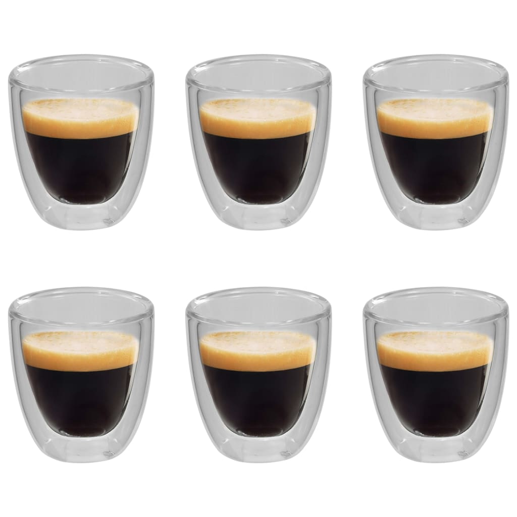 vidaXL Ποτήρια Καφέ Espresso Ισοθερμικά Διπλότοιχα 6 τεμ. 80 ml