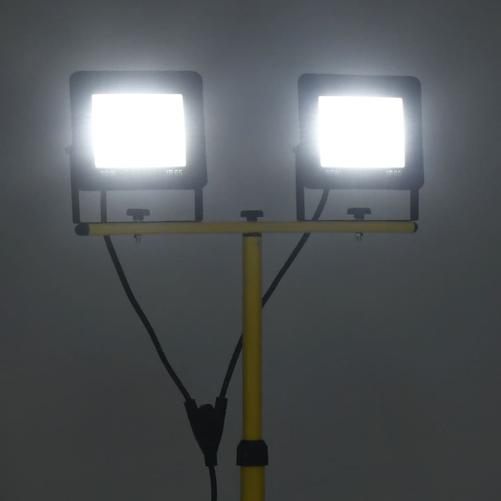 vidaXL Προβολέας LED με Τρίποδο Ψυχρό Λευκό 2 x 50 W