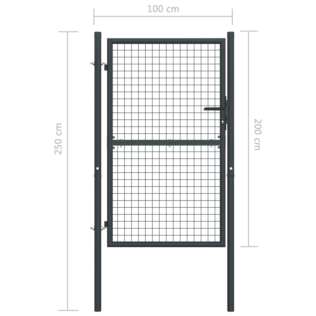 vidaXL Πόρτα Περίφραξης με Πλέγμα Γκρι 100 x 250 εκ. Γαλβαν. Χάλυβας