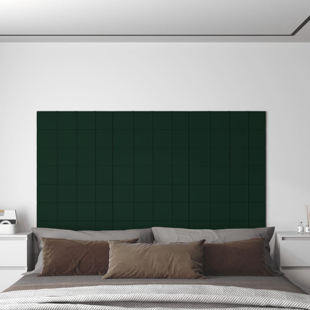 vidaXL Πάνελ Τοίχου 12 τεμ. Σκούρο Πράσινος 60x15 εκ. 1,08 μ² Βελούδο