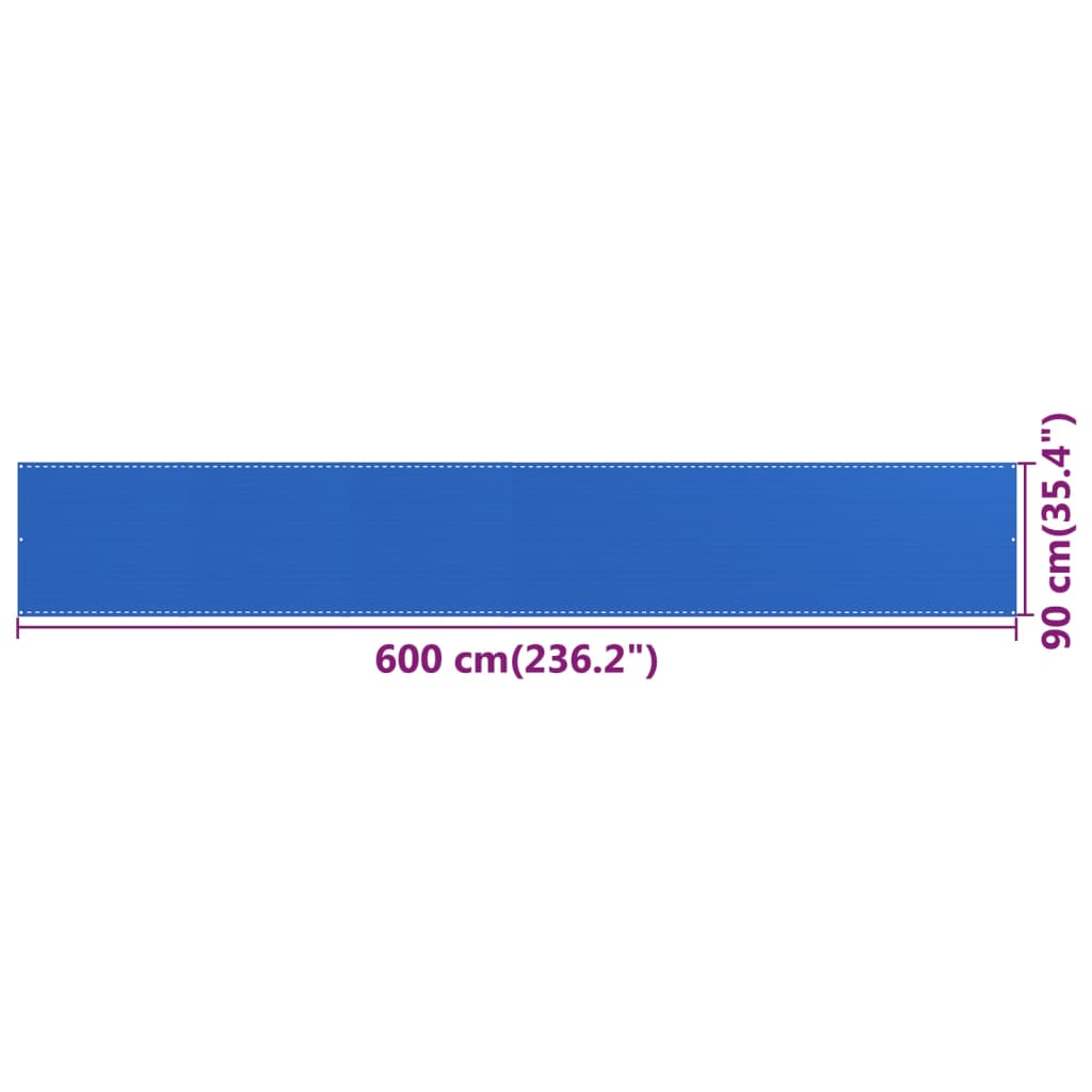 vidaXL Διαχωριστικό Βεράντας Μπλε 90x600 εκ. από HDPE